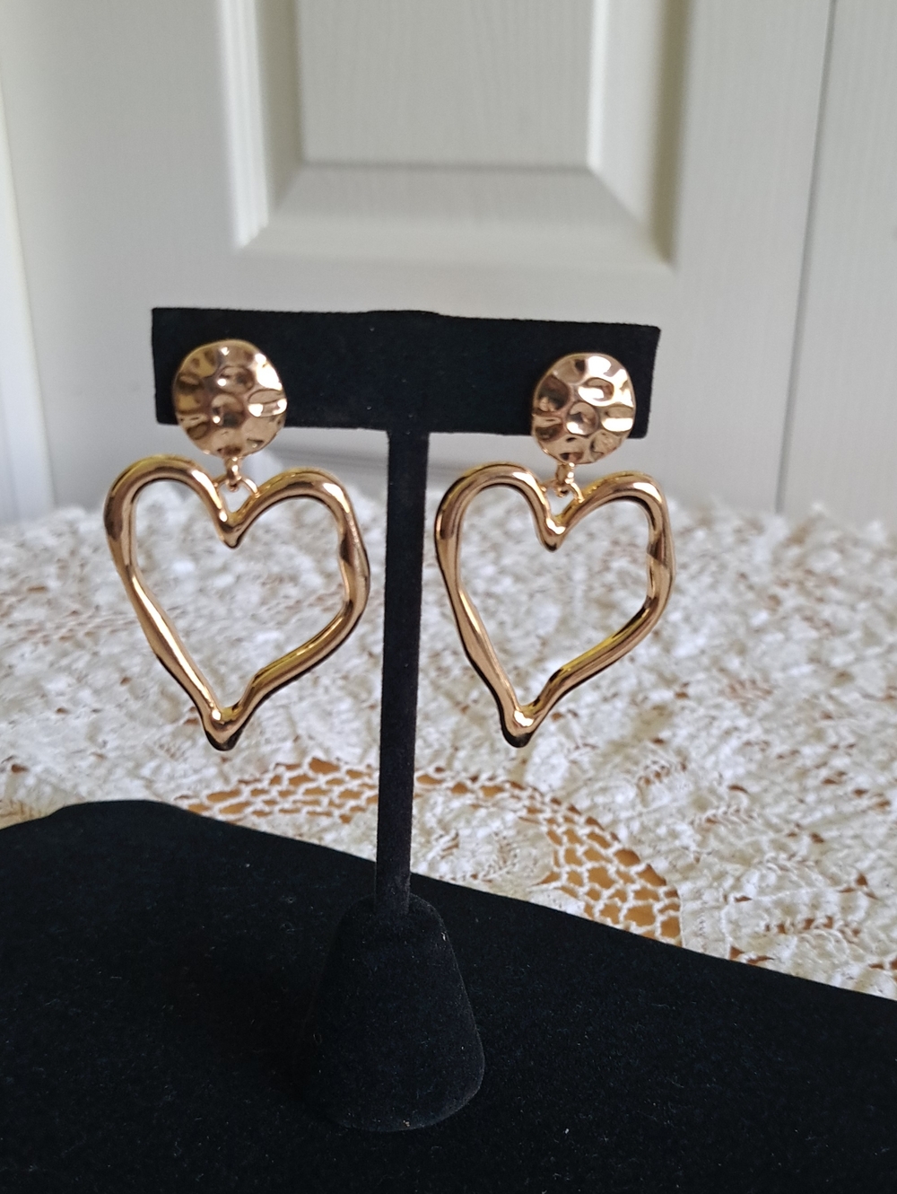 Source Unknown Gold Open Heart Drop Earrings